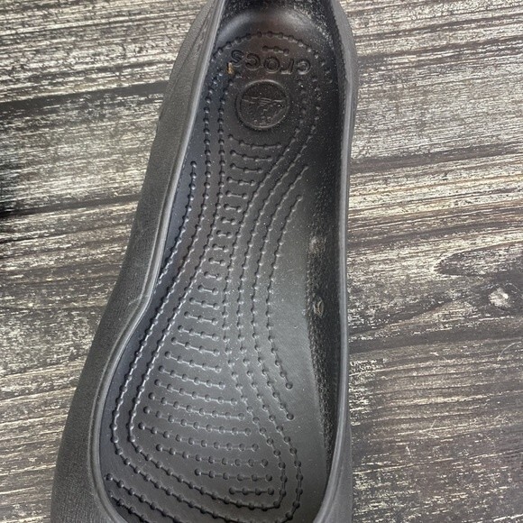 Crocs Black Ballet Flat Slip Slide On Shoes 8 - Picture 5 of 6